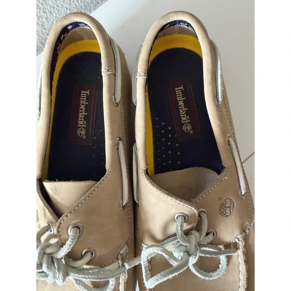 Timberland Mens Tan Leather Boat Shoes 2-Eye Nautical Loafers 71093 Size 10W